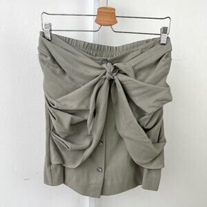 NWT ADAM Adam Lippes  Size 8 Wrap Front Button Up Skirt Elephant Gray